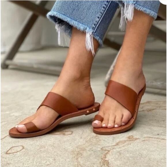 Beek Finch Handmade Leather Sandals with Toe Ring Size 6 - Picture 2 of 10